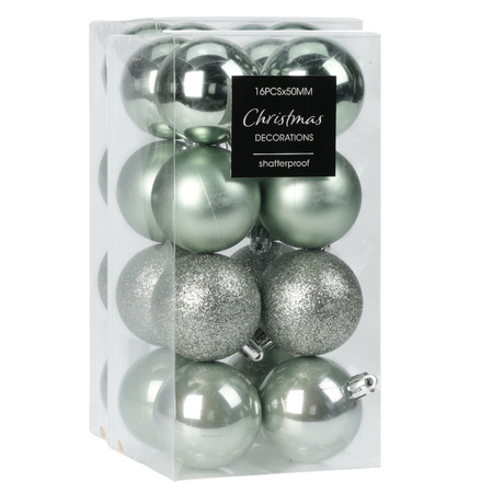 Kleine kerstballen - 48x - kunststof - mint groen - 3 cm