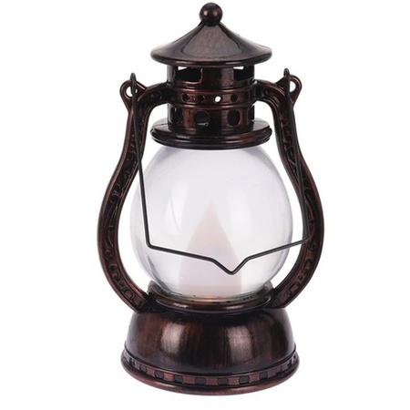 Copper lantern deco 12 cm flame LED light with batteries