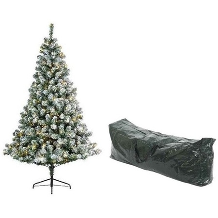 Artificial Christmas tree 180 cm with snow/lights and storagebag