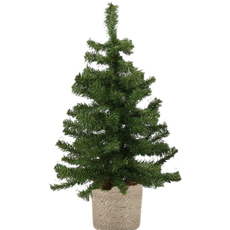 Mini christmas tree green 60 cm with natural jute pot