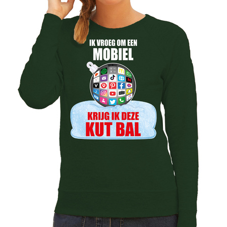 Christmas ball sweater / Christmas sweater Ik vroeg om een mobiel krijg ik deze kut bal green women