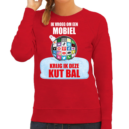 Christmas ball sweater / Christmas sweater Ik vroeg om een mobiel krijg ik deze kut bal red women