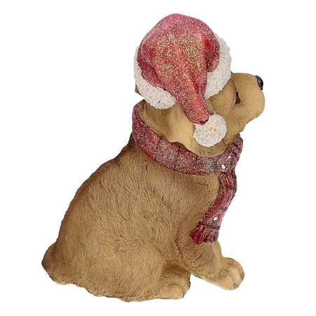 Labrador beeldje met kerstmuts