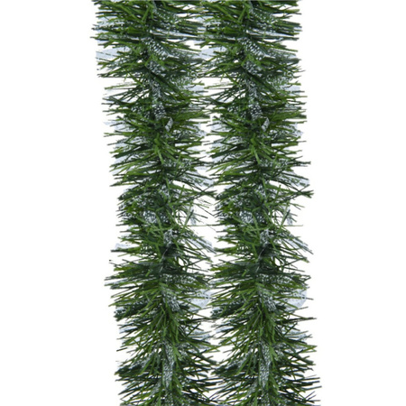 Lametta kerstslinger - 2x - groen/transparant - folie - 270 x 7,5 cm