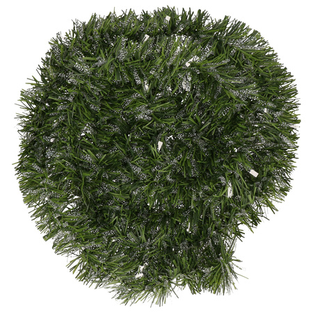 Lametta kerstslinger - 2x - groen/transparant - folie - 270 x 7,5 cm