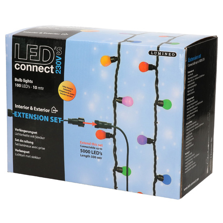 Kerstversiering LED lampjes verleng set gekleurd 10 meter