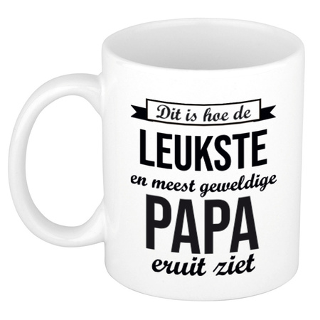 Leukste en meest geweldige papa gift coffee mug / tea cup wit 300 ml