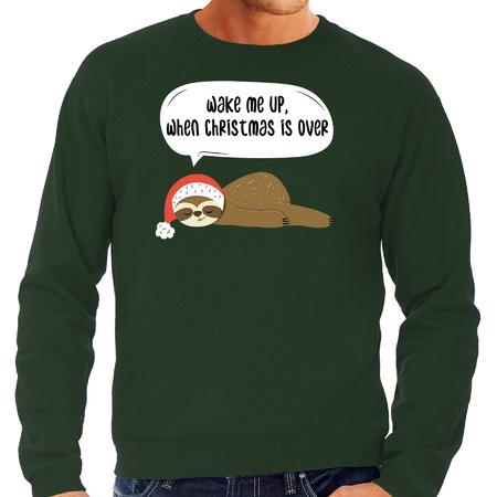 Sloth Christmas sweater Wake me up when christmas is over green for men