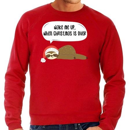 Sloth Christmas sweater Wake me up when christmas is over red for men