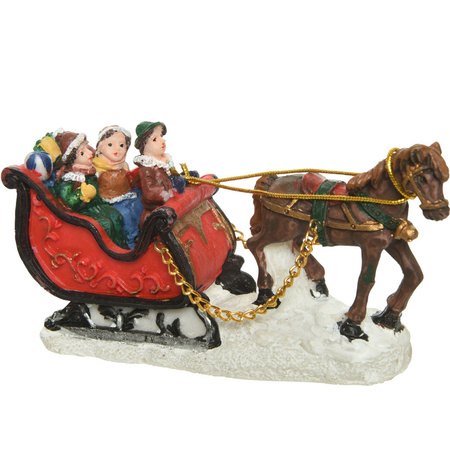 Christmas village figurines sleigh with horse