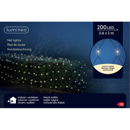 Lumineo - LED netverlichting - warm wit - 100 x 260 cm - lichtnet