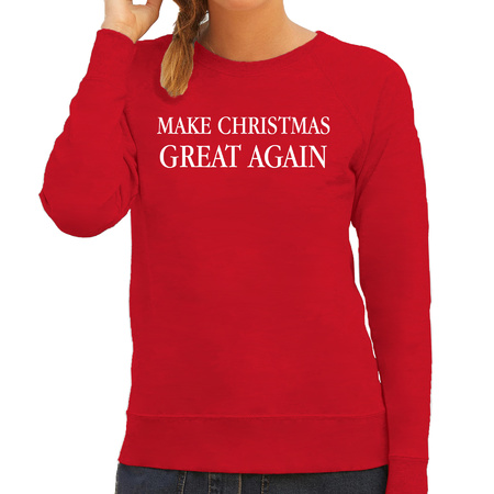 Make Christmas great again foute Kerst sweater / Kersttrui rood voor dames