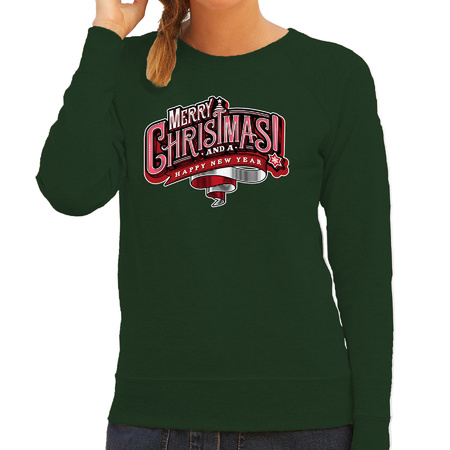 Merry Christmas Kerstsweater / Kerst outfit groen voor dames