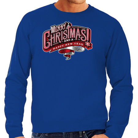 Merry Christmas sweater / Christmas sweater blue for men