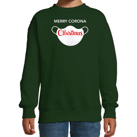 Merry corona Christmas foute Kerstsweater / outfit groen voor kinderen