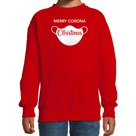 Merry corona Christmas sweater red for kids
