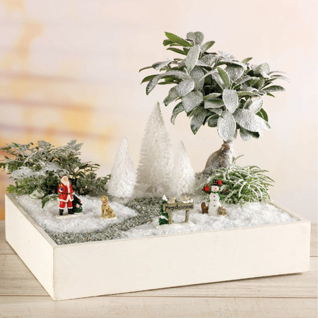 Miniatuur kerstdorp kerstbomen - 9x st - wit - polyresin - kerstboompjes 