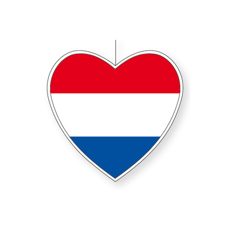 Kartonnen hart met de vlag van Nederland 28 cm