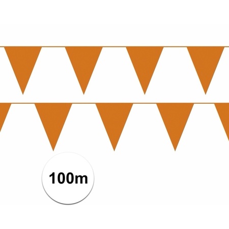 Oranje plastic vlaggenlijn100 meter budget