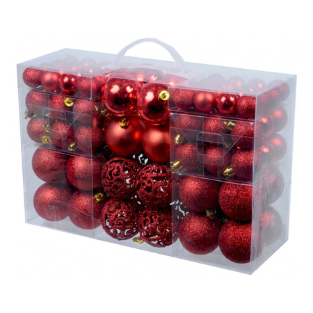 Set of 100x red christmas baubles plastic