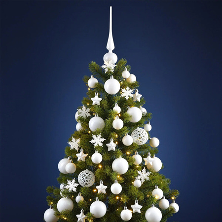 Package with 110x plastic christmas baubles/ornaments with peak white