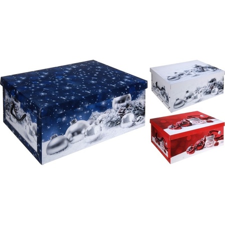 Pakket van 2x stuks witte kerstballen/kerstversiering opbergbox 51 cm