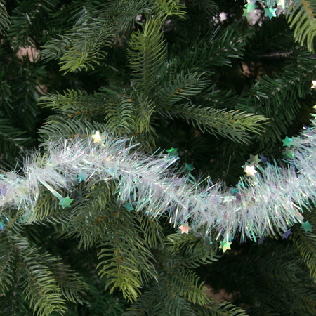 Pearl white stars Christmas tree foil garland 270 cm deco