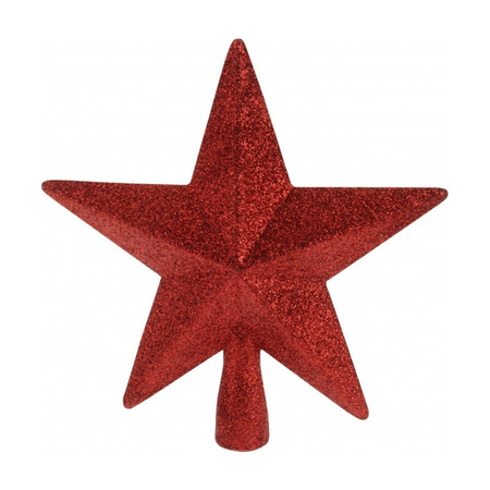 Peak star red with glitters 19 cm