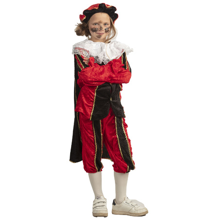 Saint Nicholas helper Pete costume - 4-pieces red/black - for kids