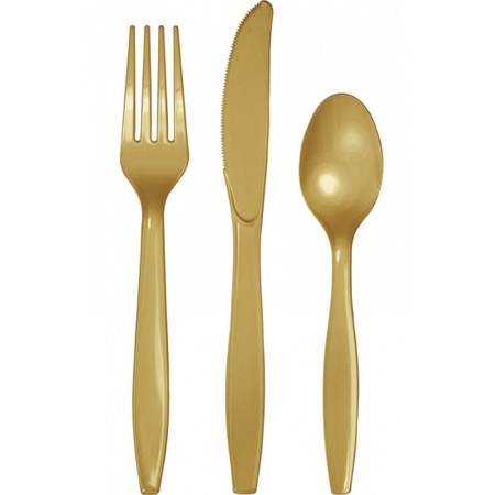 Golden plastic cutlery 24 pieces