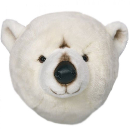 Plush polar bear animal head wall decoration