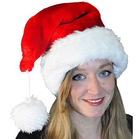 Plush Santa hat with large pompom