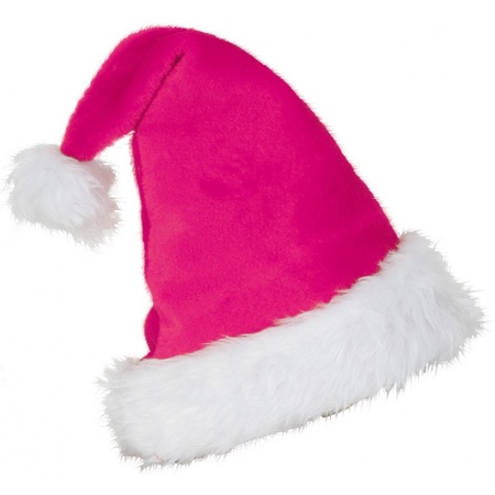 Plush pink Christmas hat for adults