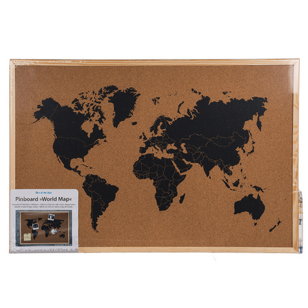 Prikbord met wereldkaart 40 x 60 cm