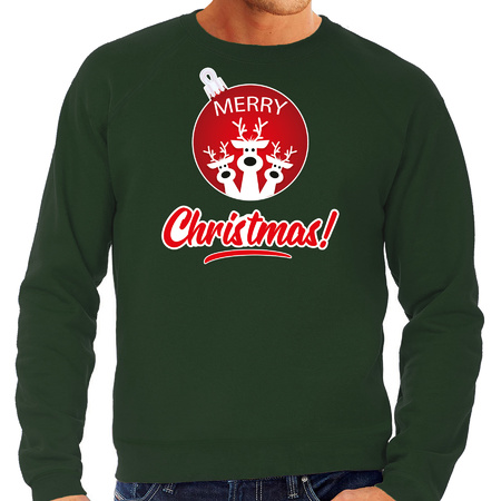 Reindeer Christmas ball sweater / Christmas sweater Merry Christmas green for men
