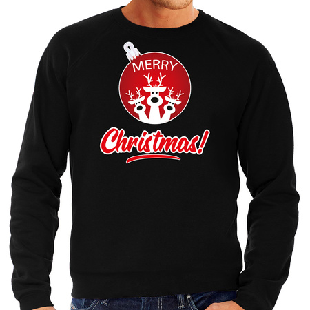 Reindeer Christmas ball sweater / Christmas sweater Merry Christmas black for men