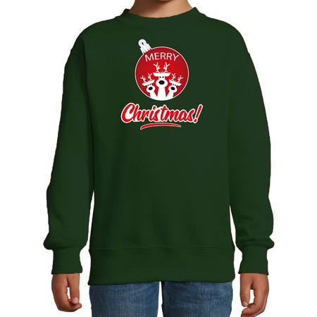Reindeer Christmas ball sweater / Christmas sweater Merry Christmas green for kids