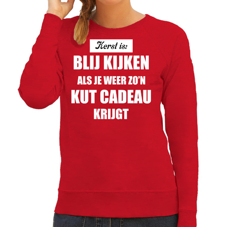 Kerst is: blij kijken / kut cadeaus sweater red for women