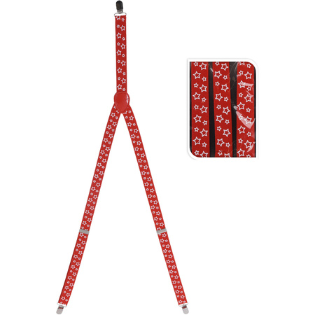 Red christmas suspenders with stars for adults