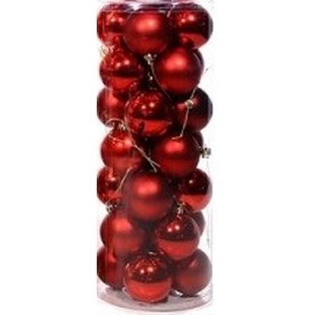Rode kerstballen 28 stuks 6 cm kerstversiering