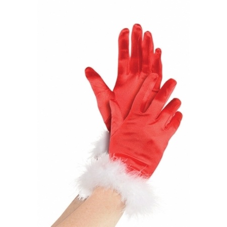 Rode kerstvrouw handschoenen verkleedaccessoires voor dames