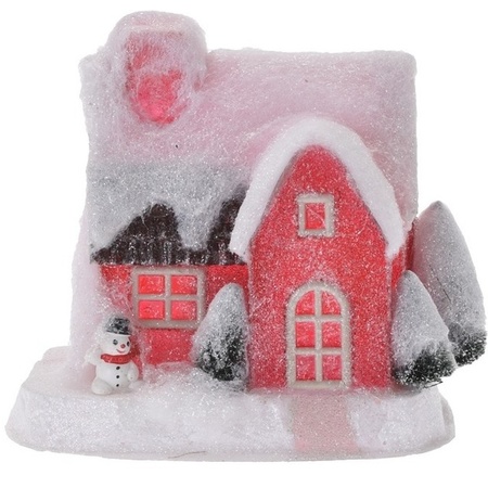 Red Christmas village house 18 cm type 3 with LED light
