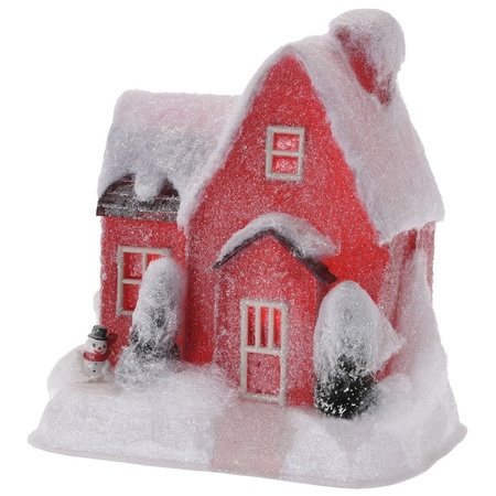 Red Christmas village house 25 cm type 1 with LED light