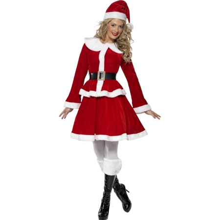 Red/white Santa lady fancy dress costume for women