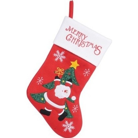 2x pieces red/white Christmas socks 40 cm