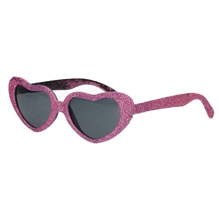 Pink hearts glasses with glitter
