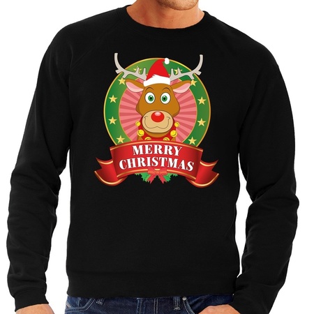 Merry Christmas sweater black Rudolph for men