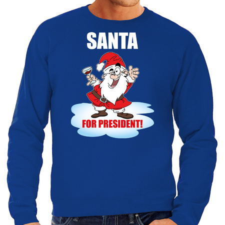 Santa for president Christmas sweater / Christmas sweater blue for men