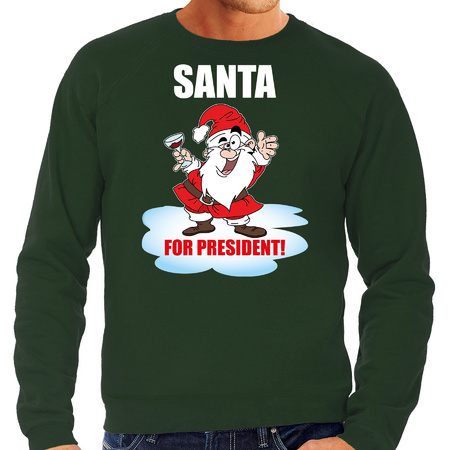 Santa for president Christmas sweater / Christmas sweater green for men