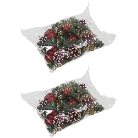 Set of 12x red decorations for Christmas floral piece